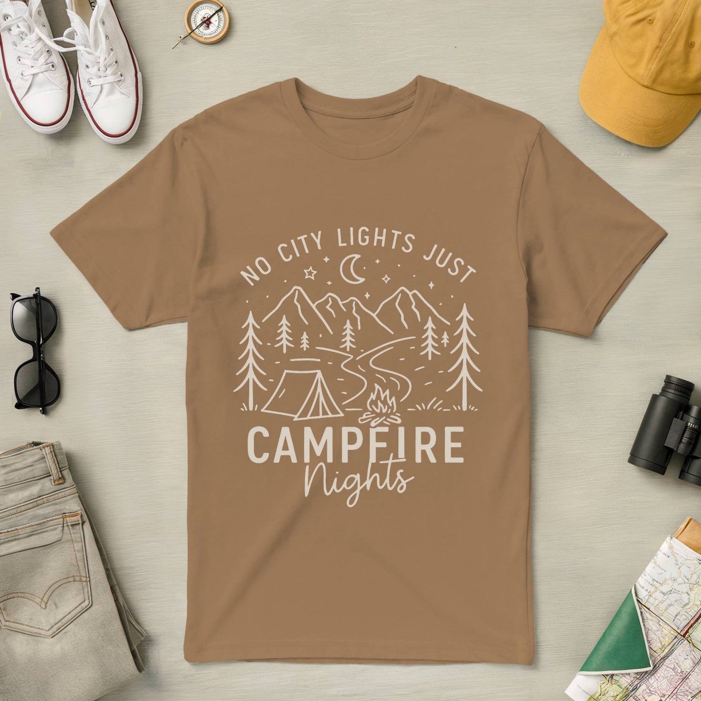 No City Lights Just Campfire Nights Tee (Minimalism style)