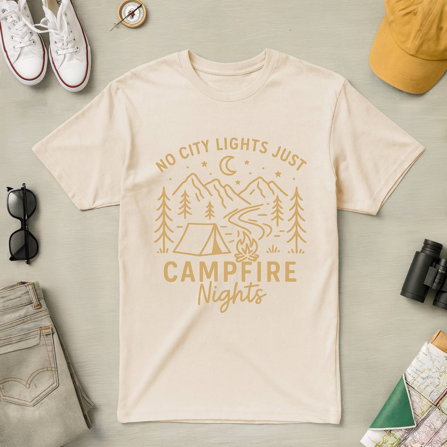 No City Lights Just Campfire Nights Tee (Minimalism style)