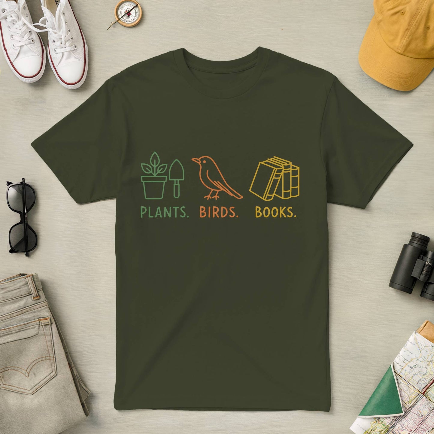 Plants Birds Books Tee
