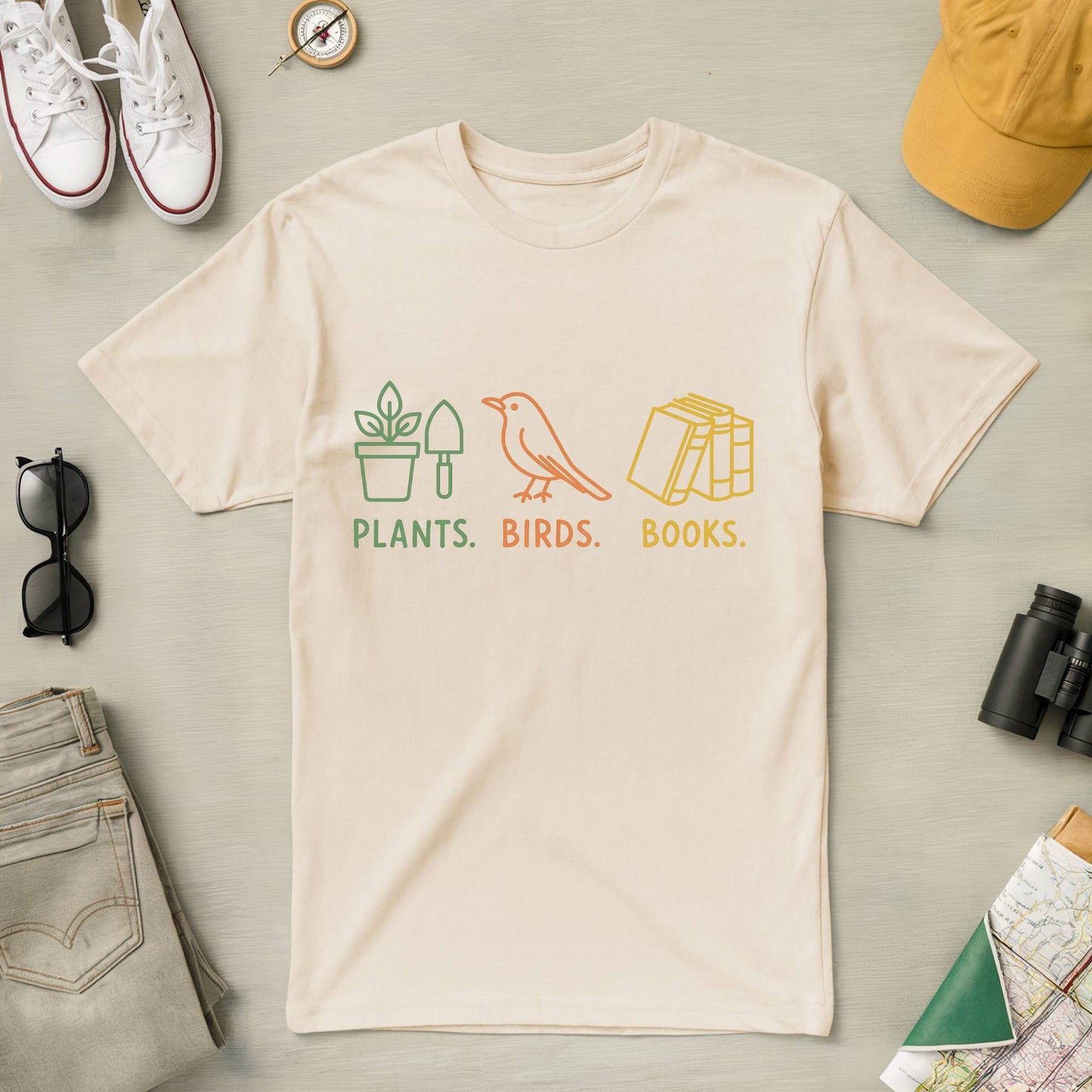 Plants Birds Books Tee