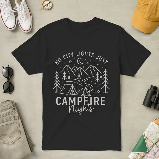 No City Lights Just Campfire Nights Tee (Minimalism style)