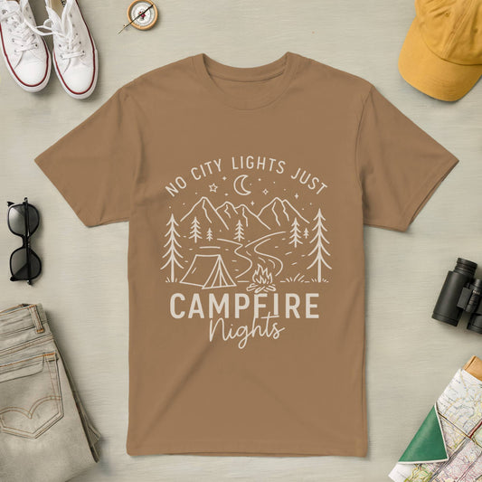 No City Lights Just Campfire Nights Tee (Minimalism style)