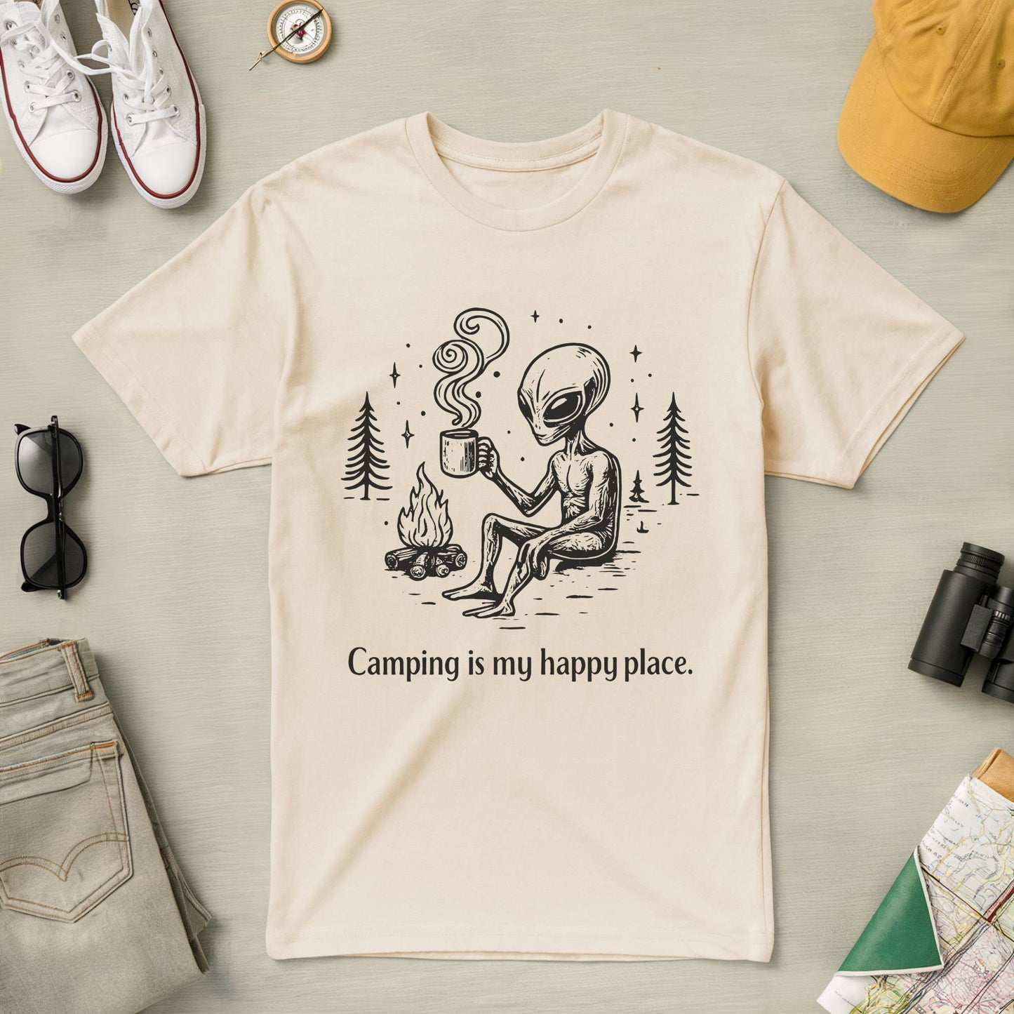 Camping is My Happy Place Tee (Alien Ver.)